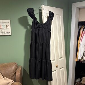 SHEIN Black Ruffled Maxi Dress